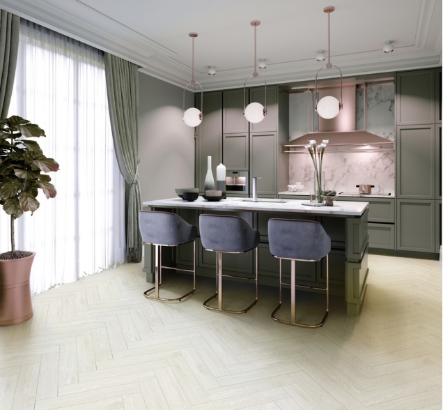 Виниловый ламинат SPC "Cronafloor" Herringbone Дуб Нант (640*128*4,5 мм) — купить в Нерюнгри