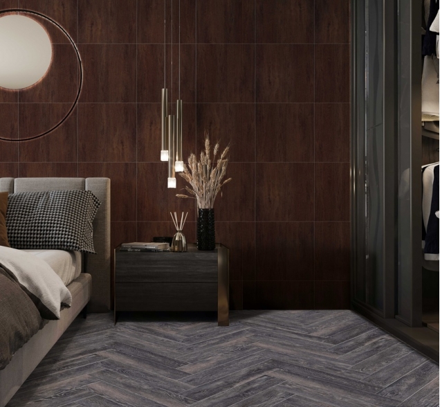 Виниловый ламинат SPC "Cronafloor" Herringbone Дуб Бордо (640*128*4,5 мм) — купить в Нерюнгри